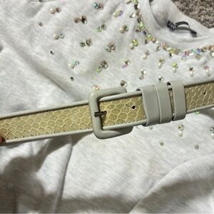 Vintage Yves Saint Laurent Belt Gray and Cream